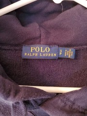 Polo Ralph Lauren Navy Hoodie Red/White/Blue Stripes Down Sleeves Size S