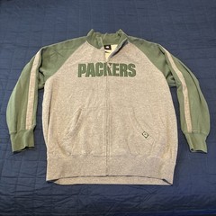 Men’s Green Bay Packers Nfl Zip Up Sz XL Jacket Cotton Gray Good Condition