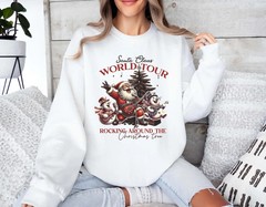 Santa Claus World Tour Retro Sweatshirt Christmas Holiday Apparel Top Gift