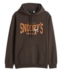 H&M Peanuts Snoopy Hoodie Brown Adult LARGE Mens Gym Strength Club Weights Gift