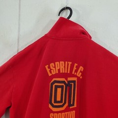 Esprit Sweatshirt Mens Medium Red Mock Neck Full Zip Long Sleeve Graphic Casual