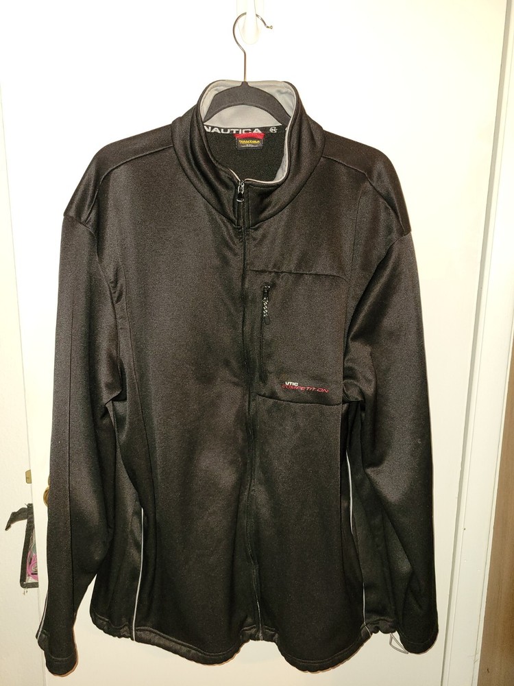 NAUTICA COMPETITION JACKET FULL ZIP XXL 100% POLYESTER BLACK LONG SLEEVE MENS