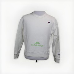4G SELLER X Champion Reverse Weave GFYS White Crew Sweatshirt Go Fuc* Yourself