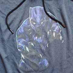 Marvel Black Panther Men’s Pullover Hoodie M Black Graphic Pockets Gray Comic