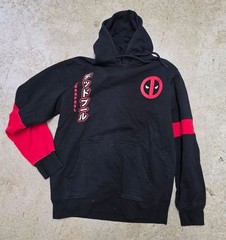 Marvel Deadpool Japanese Graphic Pullover Hoodie Black Red Size Medium