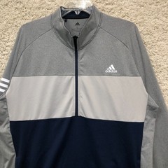 Adidas Sweater Large Adult Gray 3 Stripes Competition Logo 1/4 Zip Pullover Mens