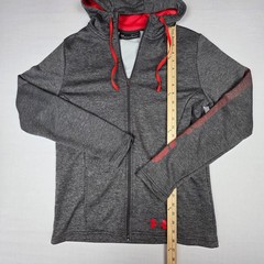 Under Armour ColdGear 1325145 Full Zip Hoodie Mens Medium Gray Red Polyester