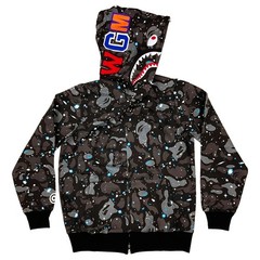 BAPE Space Camo Shark WGM Full Zip Hoodie Black Galaxy A Bathing Ape