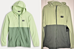 Billabong Abner Hoodie Men’s M Green Gray Colorblock Full Zip Sweatshirt NWT