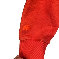 Lacoste LIVE Hoodie Mens XXS Red Oversized Chenille Logo Pullover SH3613