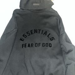 Black Fear of God Essentials hoodie with ‘ESSENTIALS FEAR OF GOD’ Mens Size L