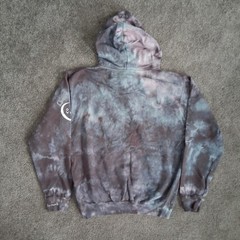 Dyenomite Gray/Blue Handcrafted Tie-Dye Hoodie Sweatshirt with Unique Graphic M