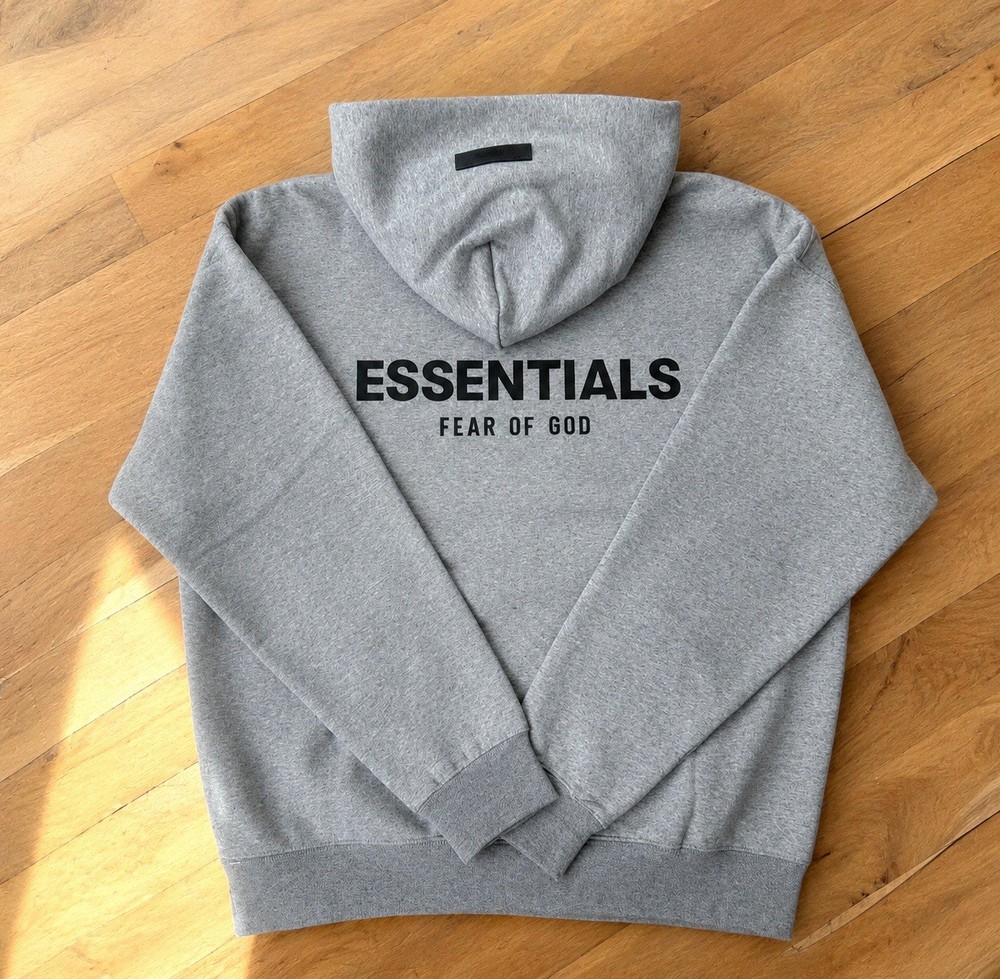 New Men’s Fear Of God Essentials Dark Oatmeal Hoodie Size Large
