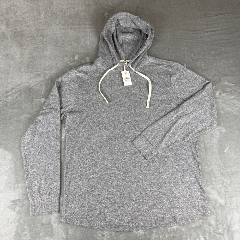 Marine Layer DK Pullover Hoodie Mens Medium Heather Gray Soft Stretch $88 NWT