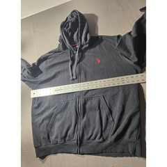 US Polo Assn Mens 2XL Full Zip Hoodie Black Red Logo Embroidered Sweatshirt