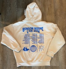 Benson Boone Hoodie Mens Large Beige World Tour 2024 Sweater 100% Cotton STAINED