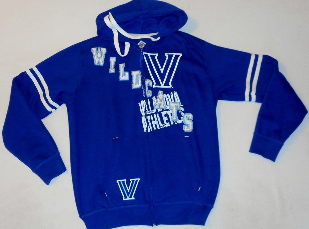 VILLANOVA WILDCATS DISTRESSED HOODED SWEATSHIRT HOODIE MEN’S M L XL 2X ZIPPERED