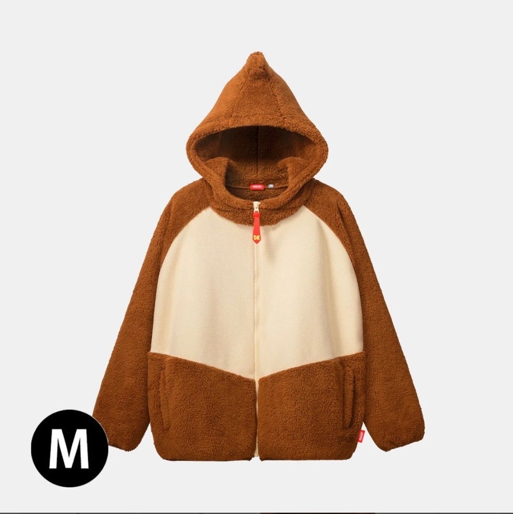 Nintendo Donkey Kong DK Fleece Hoodie Brown Japan