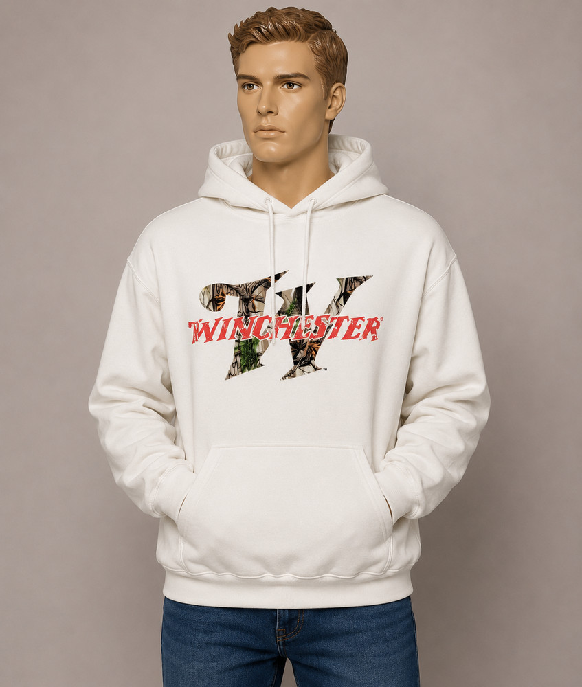 NWT Winchester Hoodie Men’s Large White Camo Logo Pullover Hooded Sweatshirt