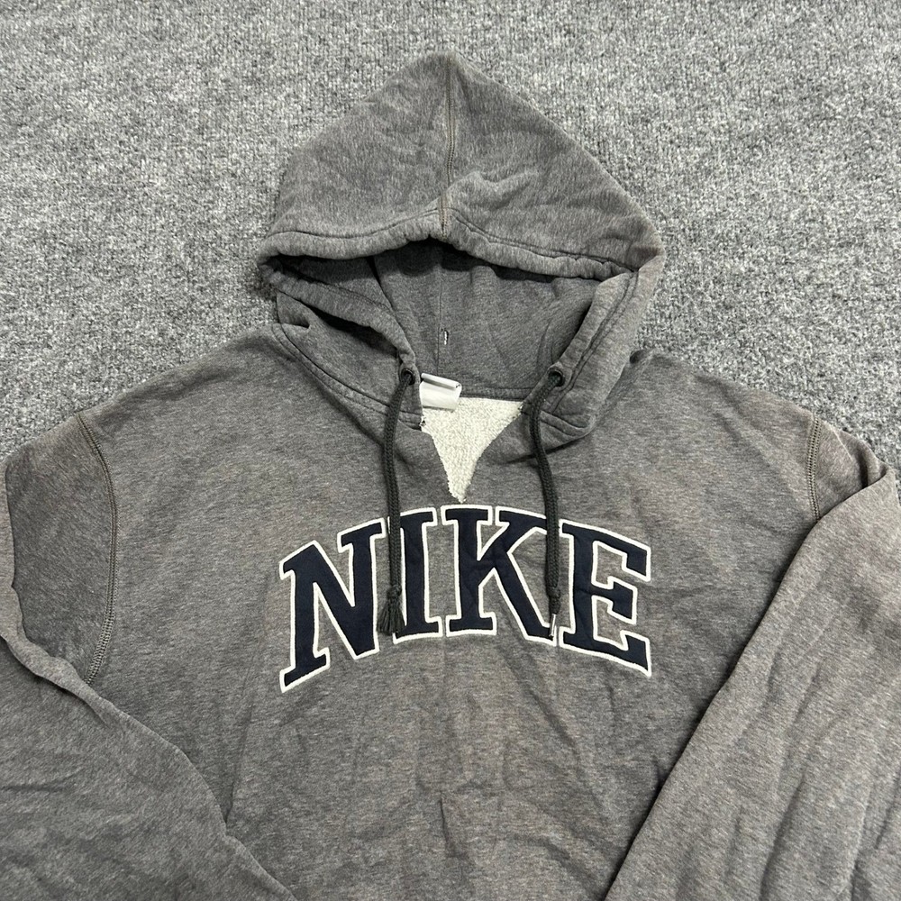 Nike Hoodie Mens Size XXL Gray Spellout Pullover Cotton Blend Distressed Street