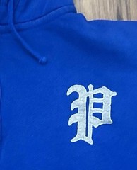 Ralph Lauren Polo Hoodie Sapphire Mens 2XB Felt P Patch 1/4 Quarter Zip Blue 2XL