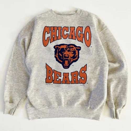 Chicago Bears Vintage Reprint NFL Football Ash Crewneck Sweatshirt