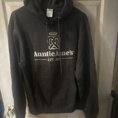 Port & Company Black Fleece Graphic Print Hoodie Pullover M Hooded Pockets