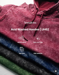 Pack of 4 Unisex Acid/stone wash pre shrunk 100% Cotton hoodie Size L