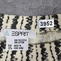 Vintage Esprit Sport Sweatshirt Mens Large Tall Black White Cable Knit Cotton
