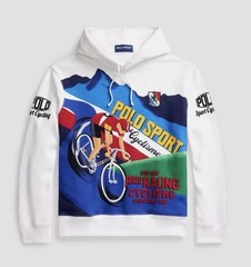 Polo Sport Ralph Lauren France Cyclisme Cycling Poster Heavy Weight Hoodie L NWT