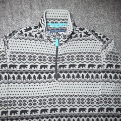 Chubbies Quarter Zip Fleece Pullover Bear Tree AOP Gray Comfort Men Size Small