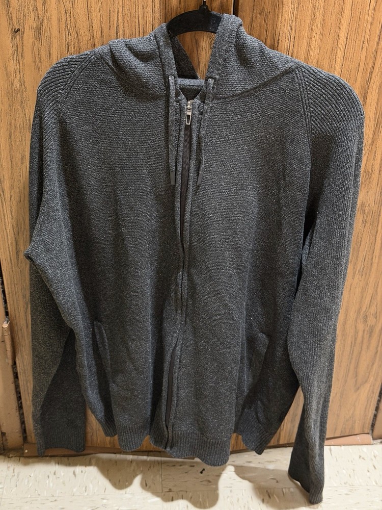 Modern Ambition Men’s Full Zip Hoodie Sweater, Dark Gray, Size XXL
