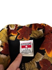 VINTAGE Cityscape Sweater Size Large Zip Maple Leaf Fall Autumn Sweatshirt