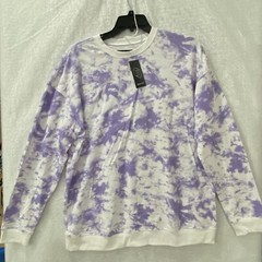 Original Use Sweatshirt Men’s Medium Purple White Tie Dye Crew Neck Long Sleeve