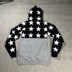 Black Scale Hoodie Men L Full Zip Gray Modern Fit BLVCK SCVLE White Star Jacket