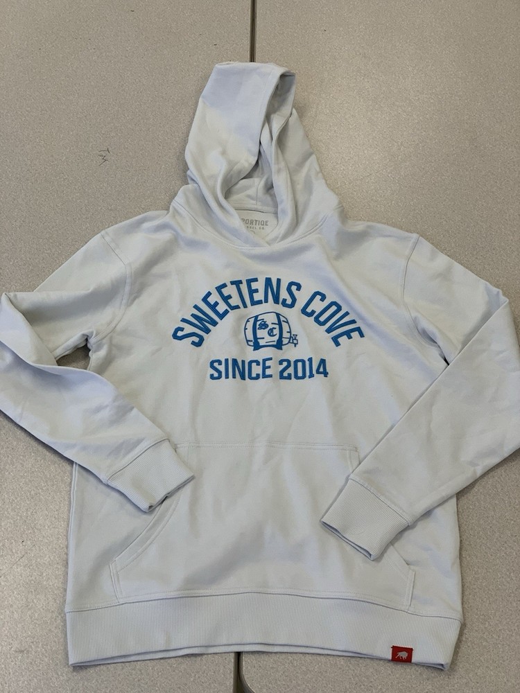 Sweetens Cove Golf Club Hoodie Sportique White with Blue Letter Medium