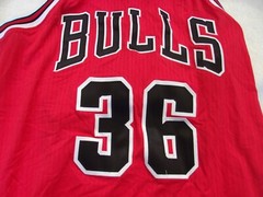 NWOT Adidas basketball jersey, men’s L, nylon, red, Chicago Bulls, #36, stitched