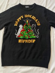 Ripndip Sweater Pullover Sweatshirt Top Apparel Cats Holiday Bling Sequins Large