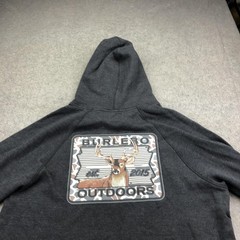 Burlebo Hoodie Mens Large Gray Pullover Fleece Sweatshirt Graphic Deer Outdoors