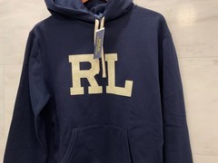 NWT Polo Ralph Lauren Navy Blue RL Monogram Letterman Hoodie Sweatshirt