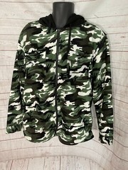 New Feeling Men’s Hoodie Full Zip Camo Green-White-Brown Size L