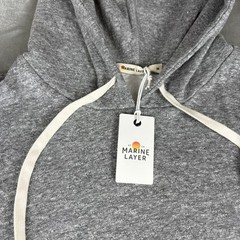 Marine Layer DK Pullover Hoodie Mens Medium Heather Gray Soft Stretch $88 NWT