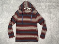 Vans Hoodie Mens Medium Red Striped Heritage Lightweight V Neck Pullover Jersey