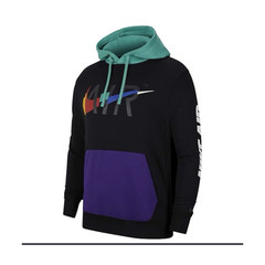 Nike Air Men’s L Fleece Pullover Hoodie Black/Green/Purple Graphic Logo