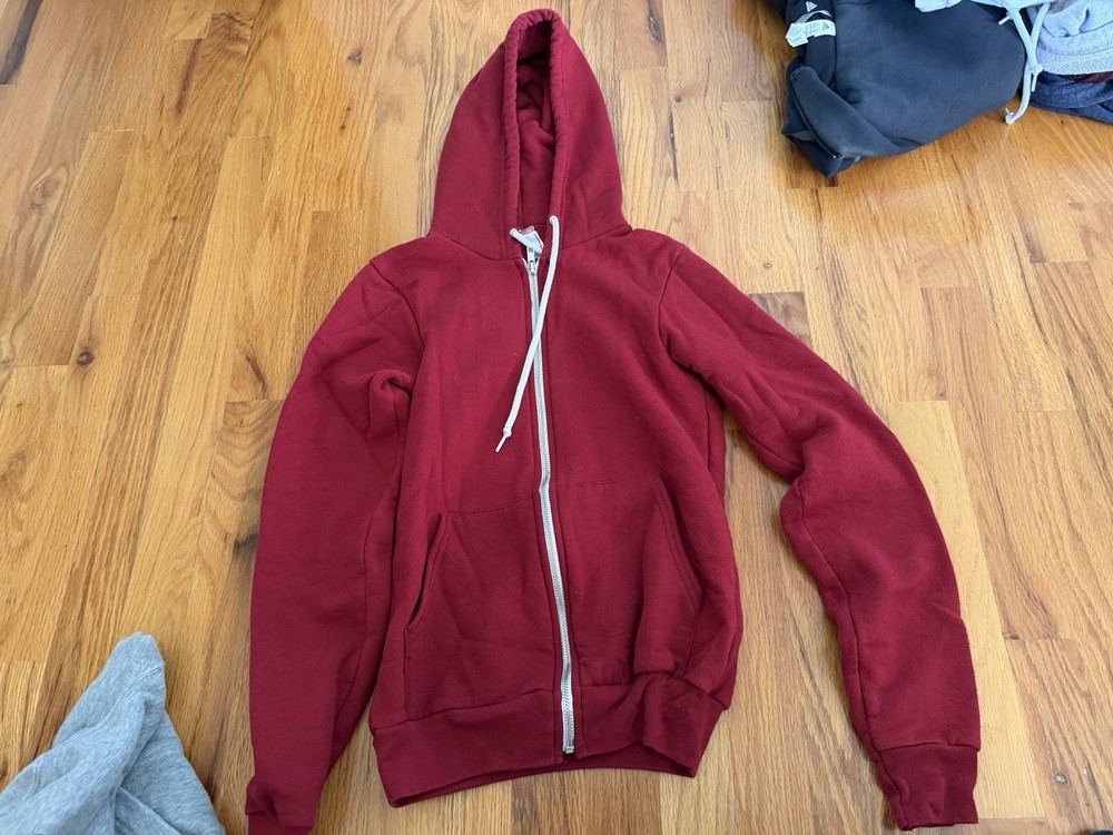 American Apparel Hoodie Unisex Classic Zip up – Maroon Size XXS
