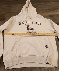 BURLEBO Men’s M Fleece Hoodie Soft Midweight Pullover Light Tan Brown Buck New