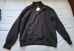 H&M Men’s Loose Fit 1/4 Zip Pullover Sweatshirt Black Size Medium
