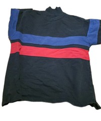 90s Vintage TIMBERLAND 1/4 Zip Spellout Striped Sweatshirt 100% Cotton Large