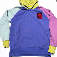Teddy Fresh Colorblock Pullover Hoodie Size S Purple Green Pink Blue Pockets