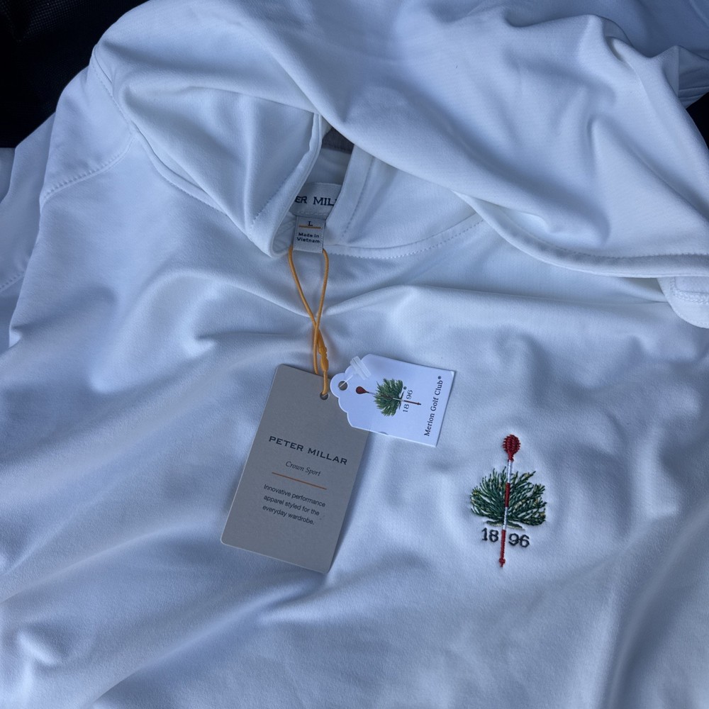 Merion Golf Club / Peter Millar Performance Hoodie / White / Large – NEW